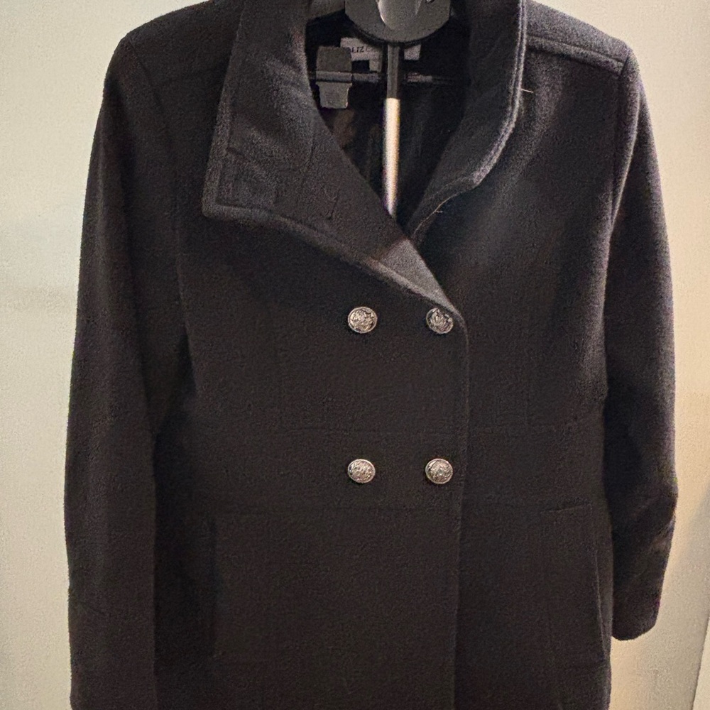 Liz Claiborne Elegant Black Pea Coat